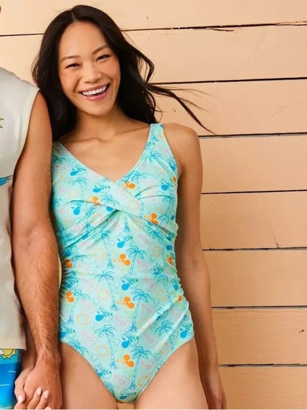 Disney Minnie & Mickey Mouse Tropical Print Womens Swimsuit Size XS
